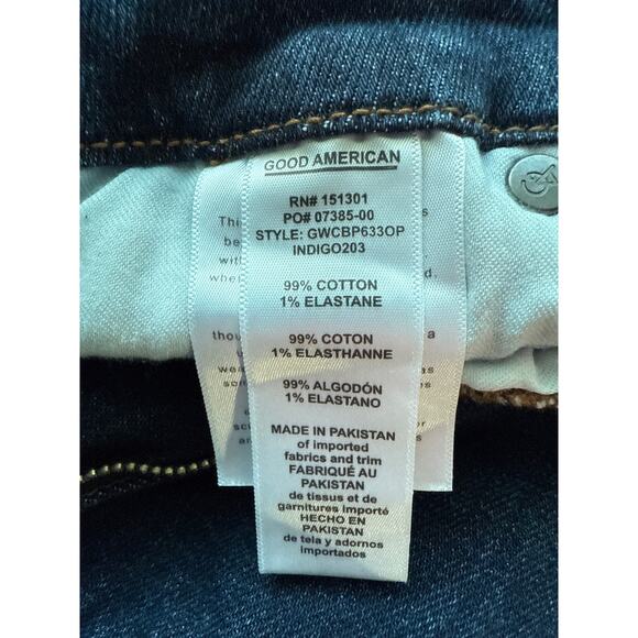 Good American Good Waist Chewed Pocket Jeans Indigo Size 8 - Picture 9 of 10